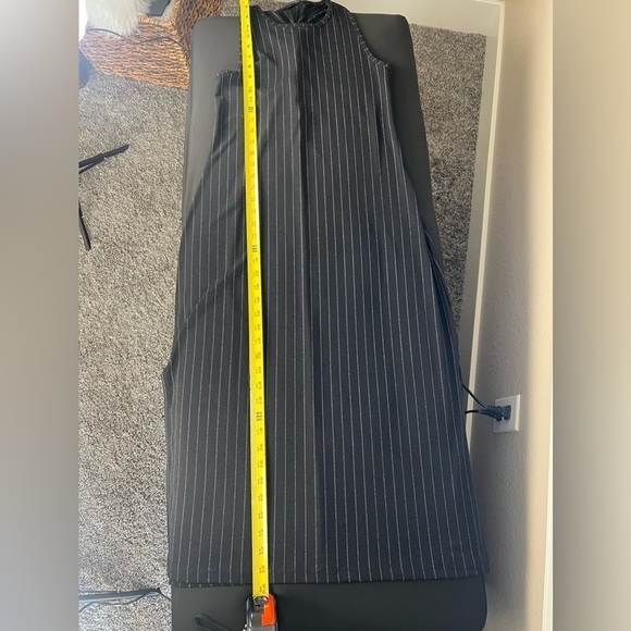 BANANA republic twist racer back dress, side slit, black pin stripe, small - Picture 7 of 11